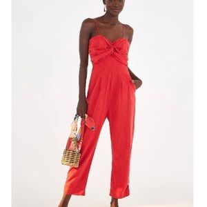 Anthropologie FARM Rio Cherry Red Jumpsuit NWT